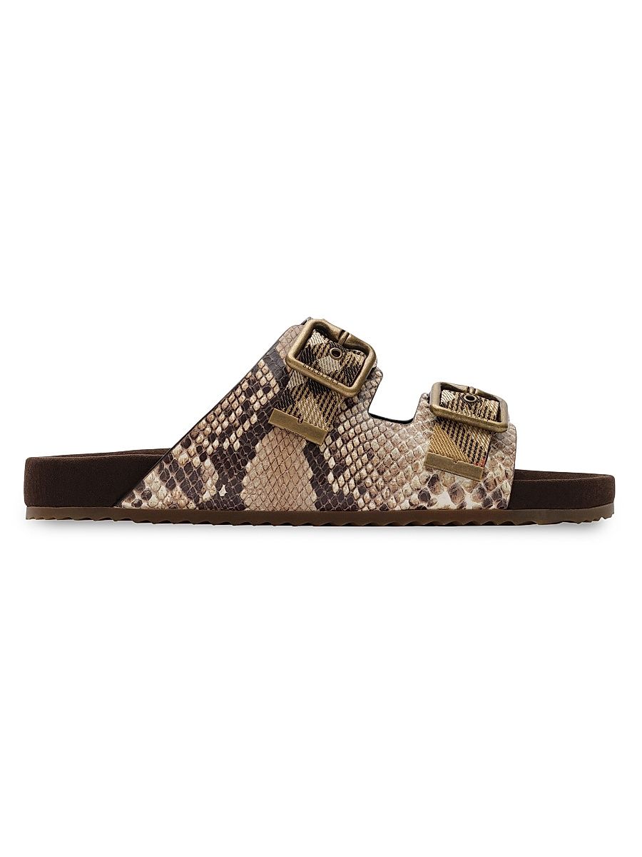 Women's Urchin Checked Snakeskin-Embossed Sandals - Serpent - Size 10.5
