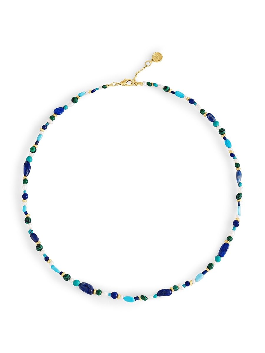 Women's Milos 18K-Gold-Plated & Natural Stone Beaded Necklace - Multi Blue