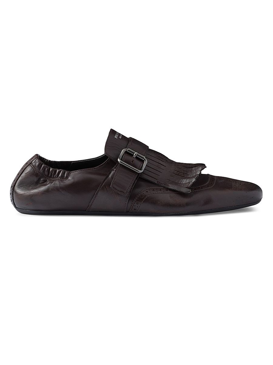 Men's Shuffle Fringed Monk Strap Shoes - Brown - Size 12