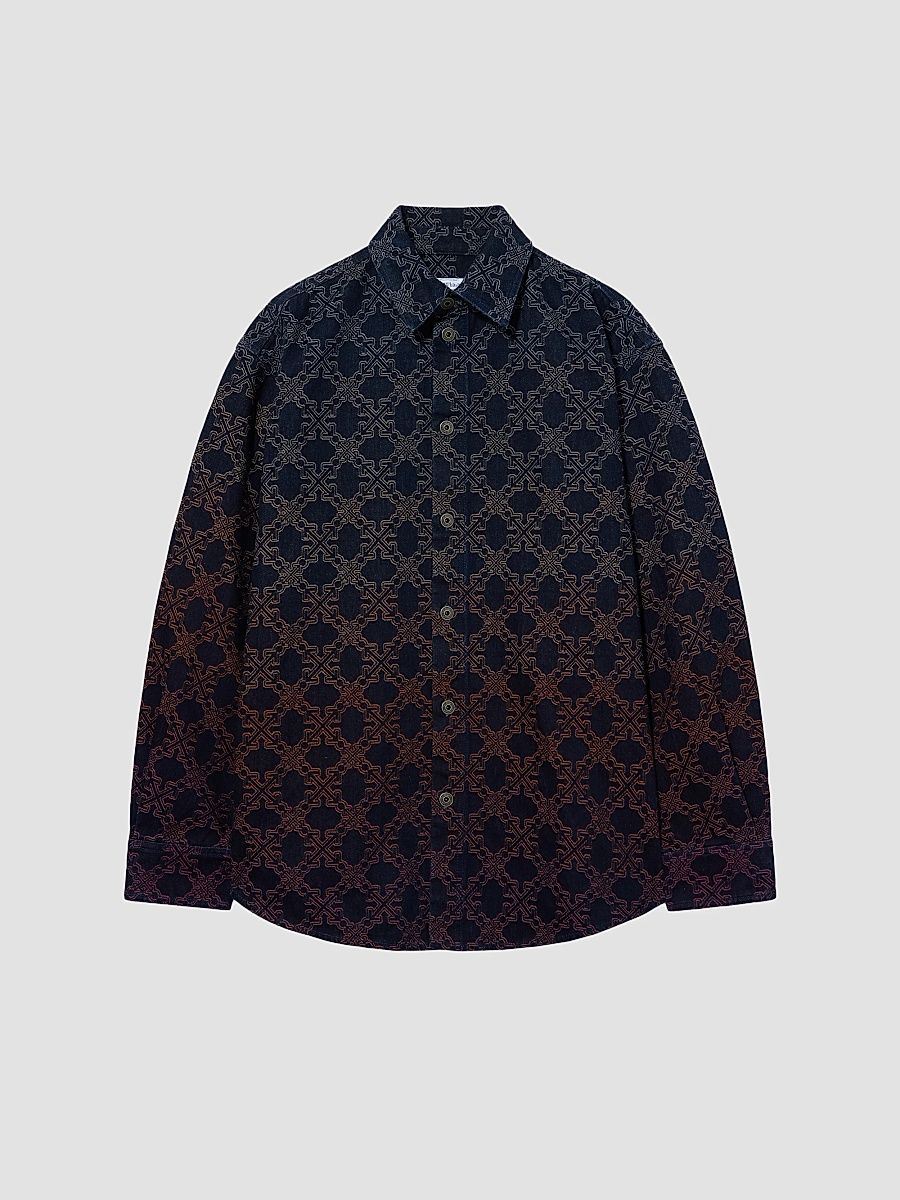 Men's Arrow Monogram Denim Jacquard Skate Jacket - Dirty Black - Size XXL