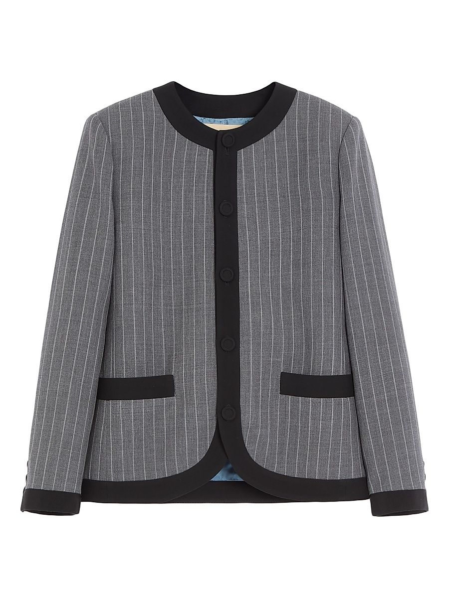 Men's Pinstripe Jacket - Grey - Size 38