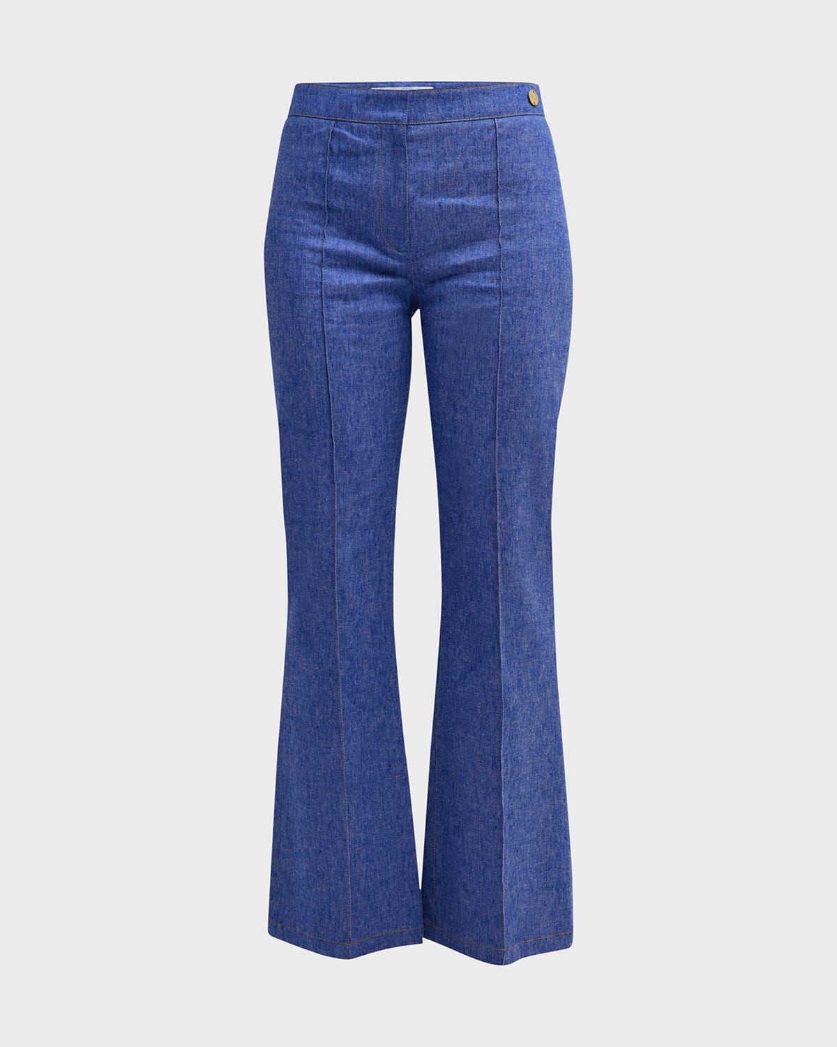 Lola Mid-Rise Pintuck Flare Denim Pants