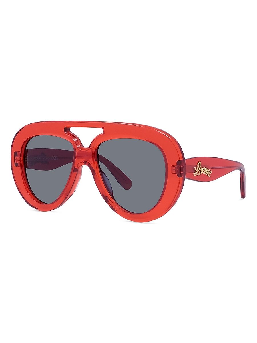 Men's Curvy 55MM Pilot Sunglasses - Red Dark Grey