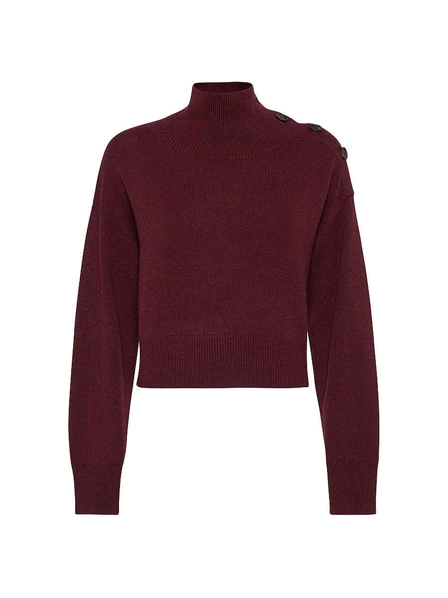 Women's Cashmere Cropped Turtleneck Sweater - Amaranth Red - Size XXXL