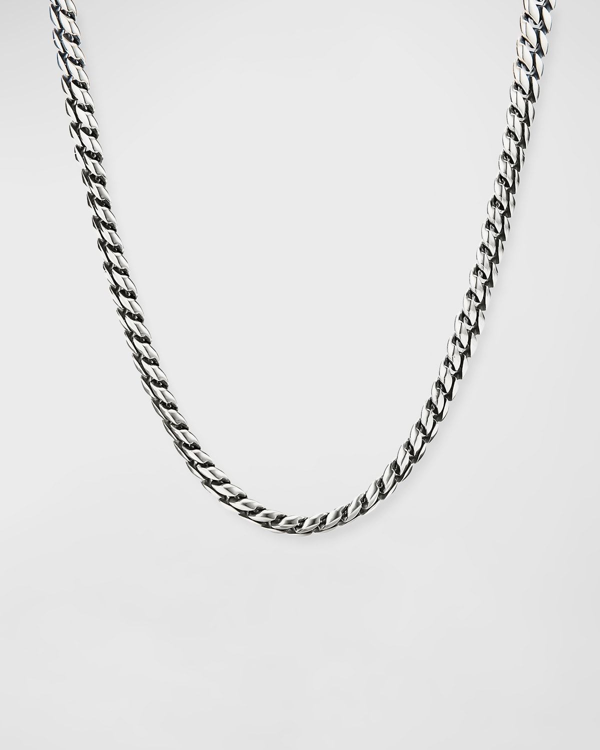 8mm Men & apos;s Curb Chain Necklace in Silver