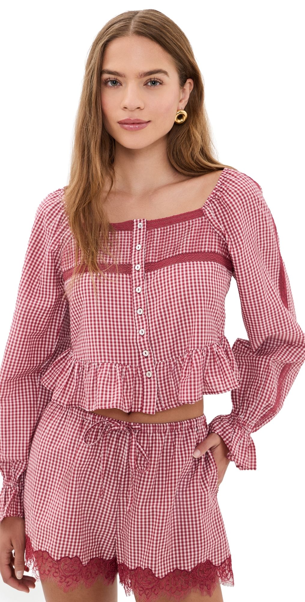 CAMI NYC Anabela Blouse Berry Gingham L