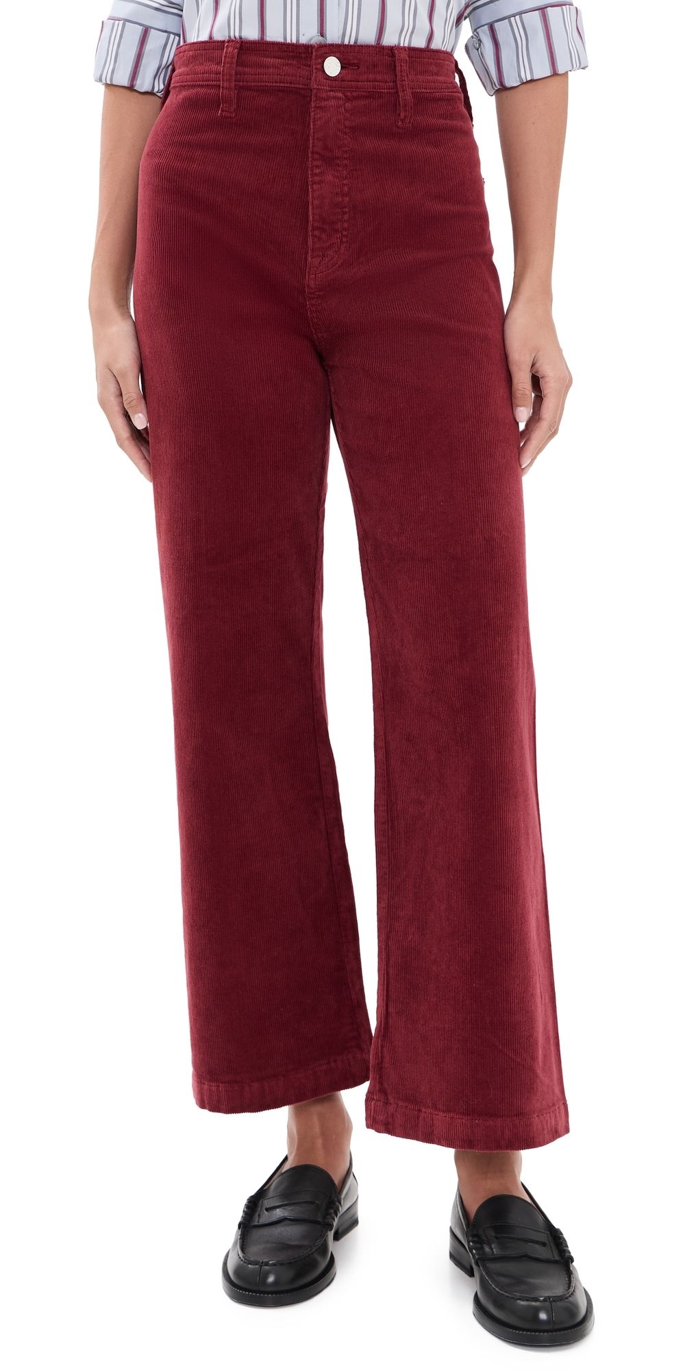 Pistola Penny Crop High Rise Corduroy Pants Deep Crimson 33