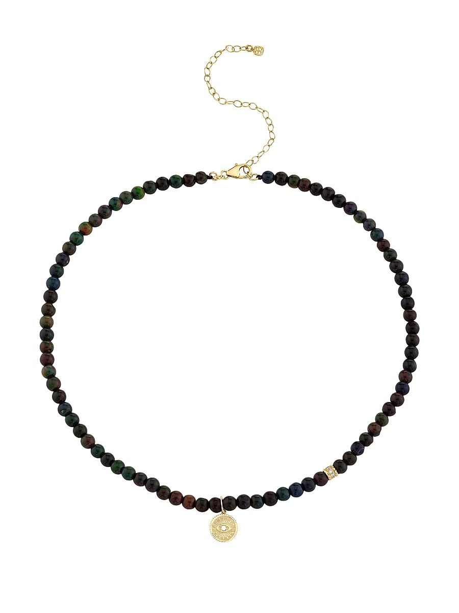 Women's Golden Magic 14K Yellow Gold, Black Onyx & 0.01 TCW Diamond Beaded Necklace - Black