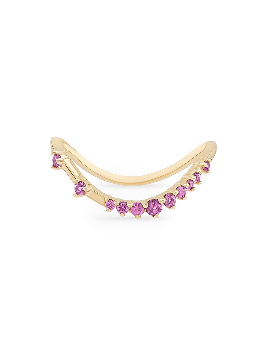 Women's 14K Yellow Gold & Pink Sapphire Curved Constellation Ring - Yellow Gold - Size 8