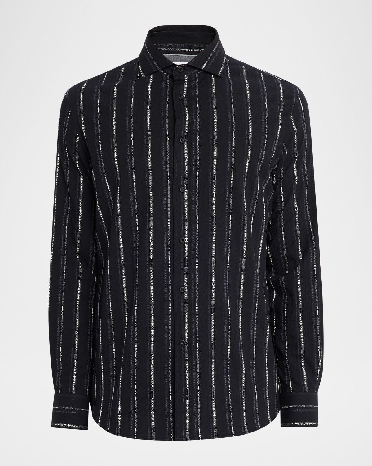 Men & apos;s Cotton Geometric Stripe Slim-Fit Button-Down Shirt