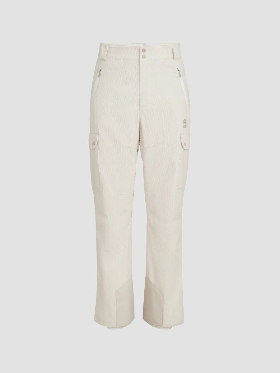 Brunello Cucinelli Men's Bonded Corduroy Mountain Trousers with Thermore Padding, Cargo Pockets and Logo - White - Size XXXL