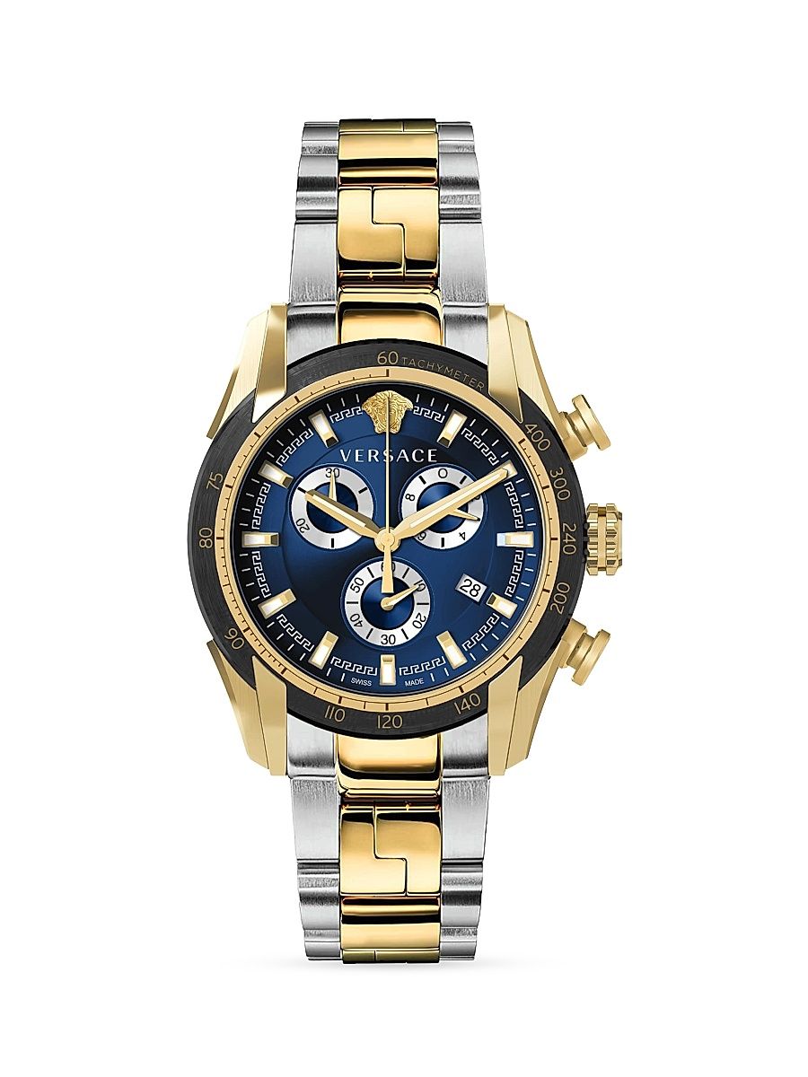 Men's IP Yellow Gold & Stainless Steel Chronograph Bracelet Watch - Yellow Gold