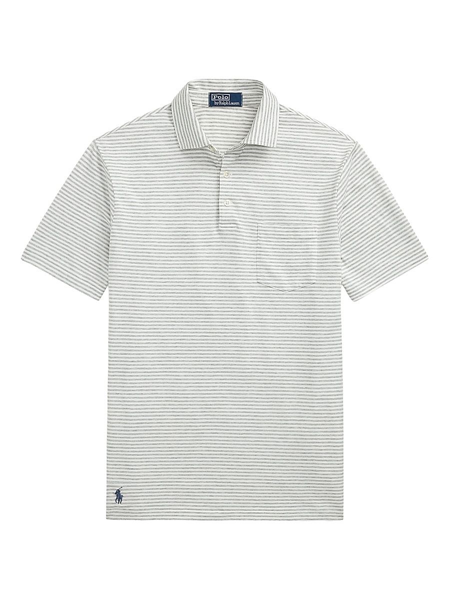 Men's Lisle Standard Fit Striped Cotton Polo Shirt - Fatigue White - Size XXL
