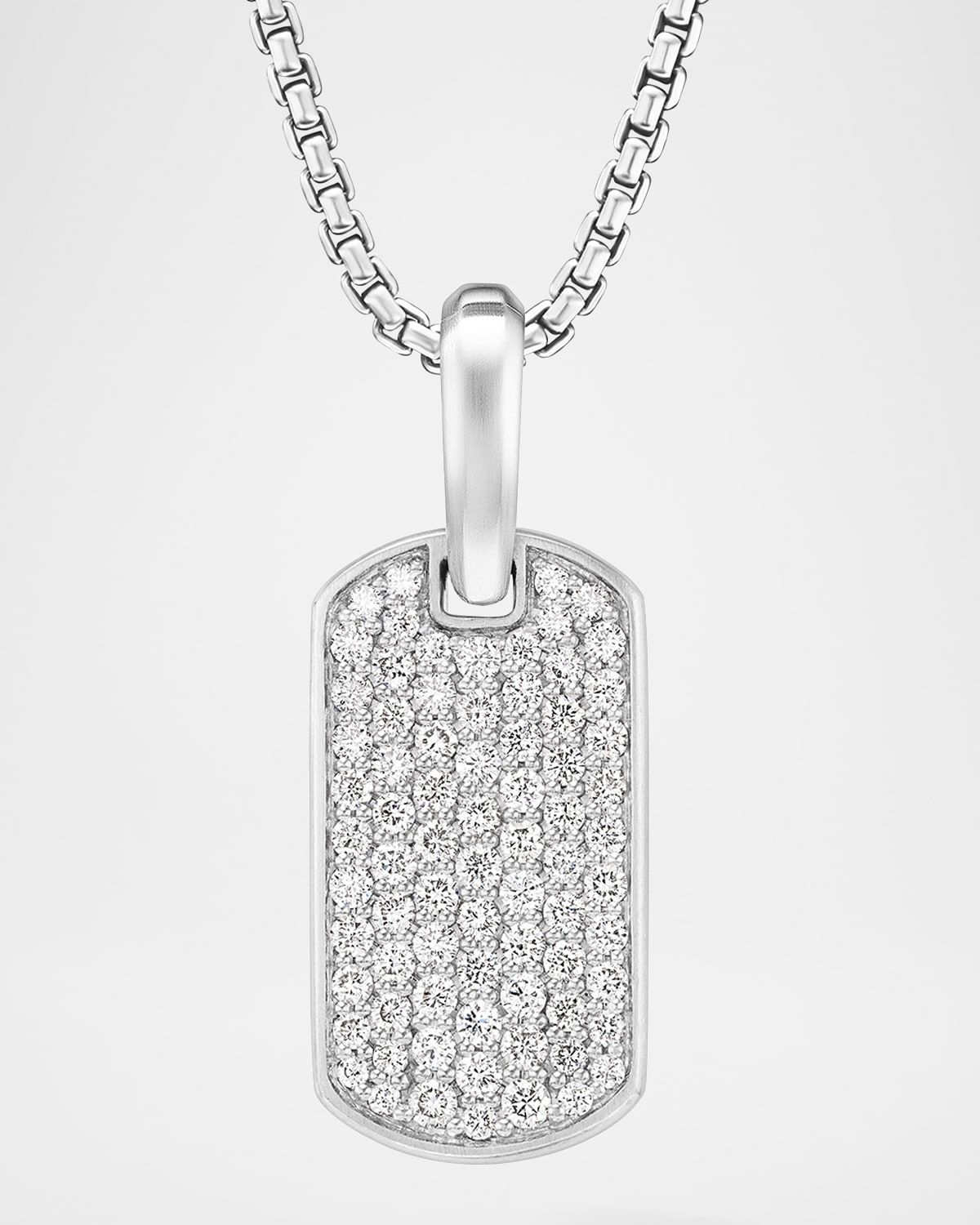 Men & apos;s Chevron Tag in Sterling Silver with Diamonds, 21mm