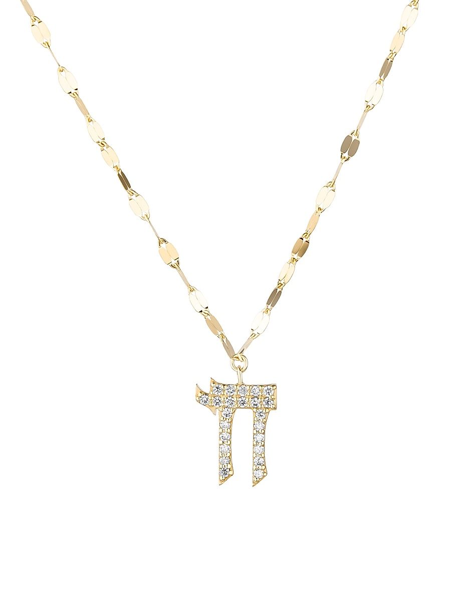 Women's 14K Yellow Gold & 0.17 TCW Diamond Chai Charm Necklace - Yellow Gold