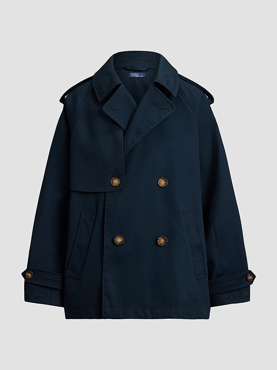 Women's Cotton Twill Balloon Trench Coat - Navy - Size XL