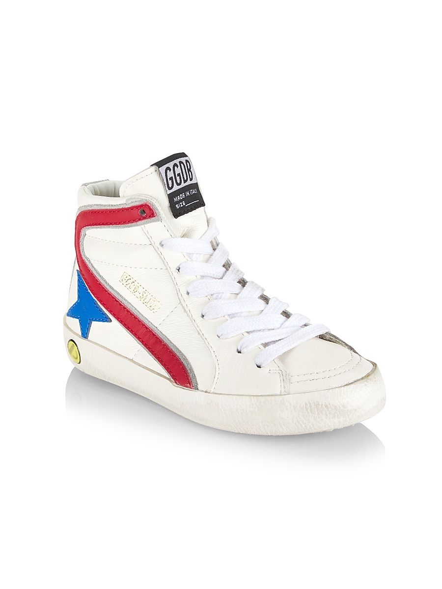 Baby's, Little Kid's & Kid's Star Leather Quarter And Wave High-Top Sneakers - White Red - Size 12 (Child)