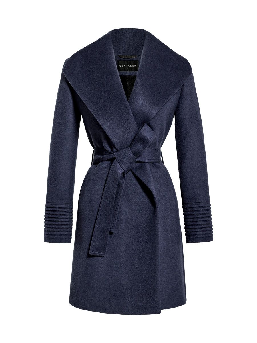 Sentaler Women's Alpaca-Blend Shawl Collar Coat - Deep Navy - Size XL