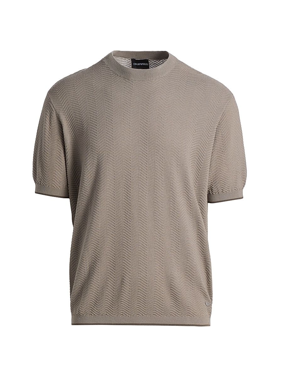 Men's Tipped-Trim Textured Chevron Sweater - Morning Dove Chevron - Size XXL