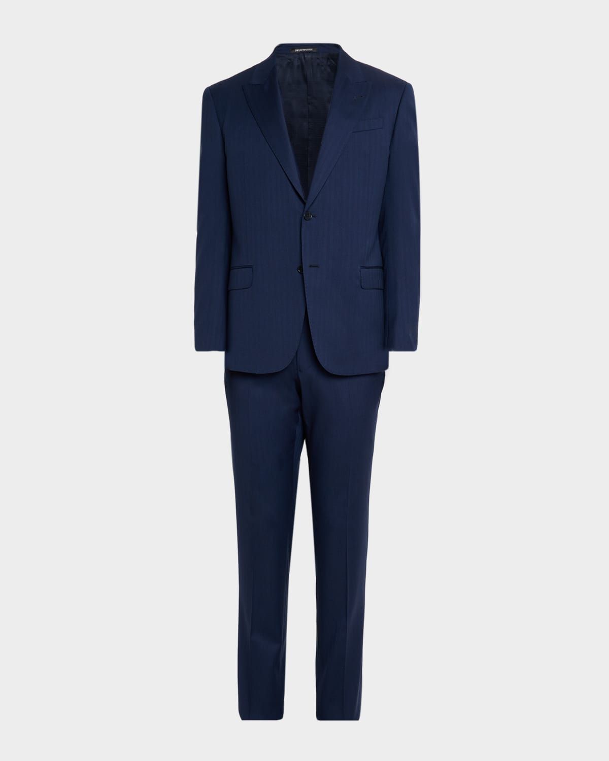 Men & apos;s 130s Wool Micro-Herringbone Peak Lapel G Line Suit