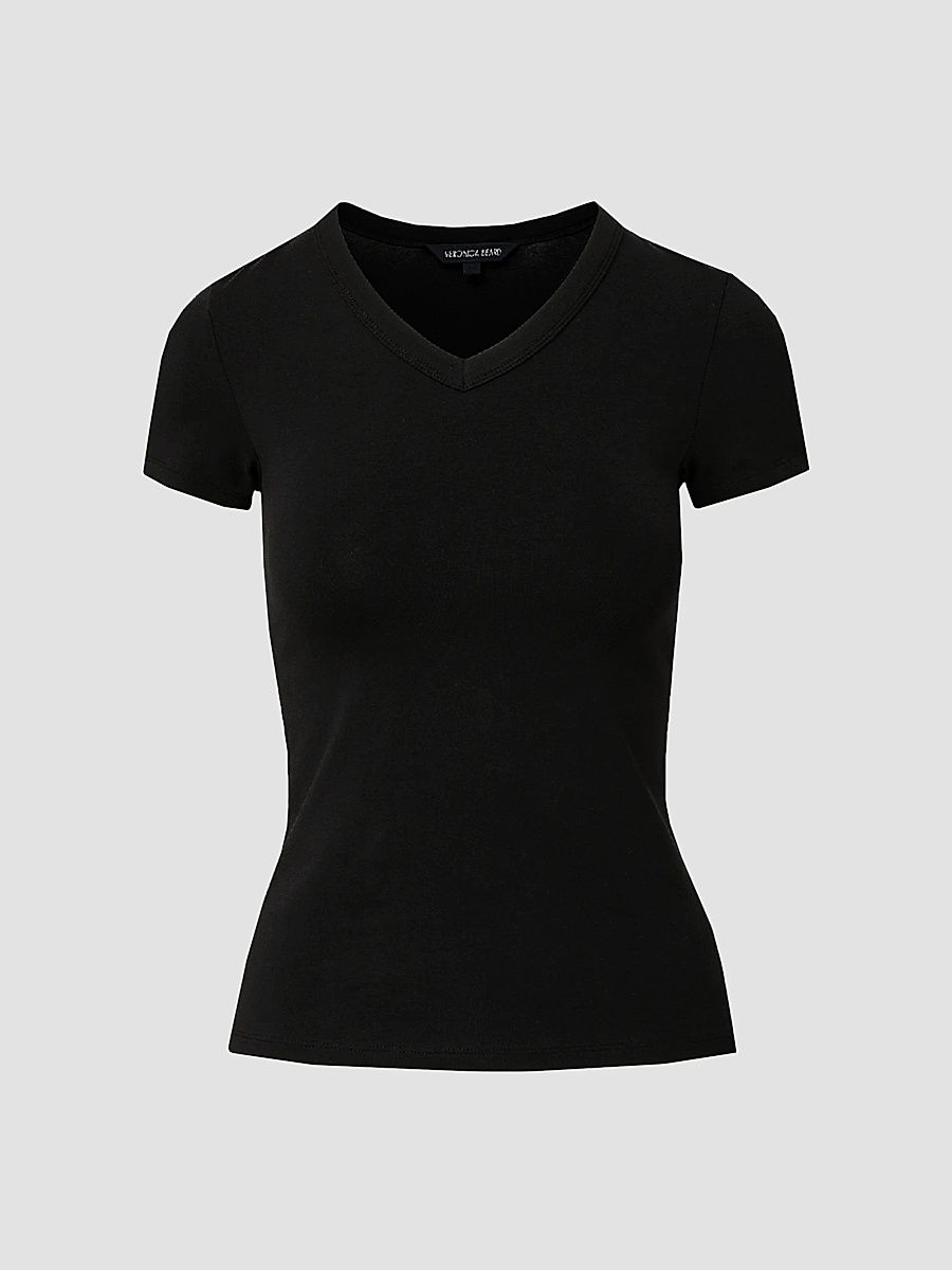 Veronica Beard Women's Devin V-Neck T-Shirt - Black - Size Large