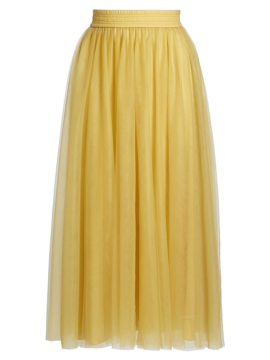 Women's Golden Tulle Maxi Skirt - Oro - Size 12