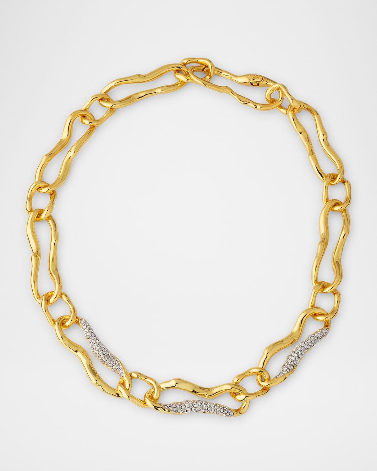 Brut Gold Curved Link Necklace, 18"L