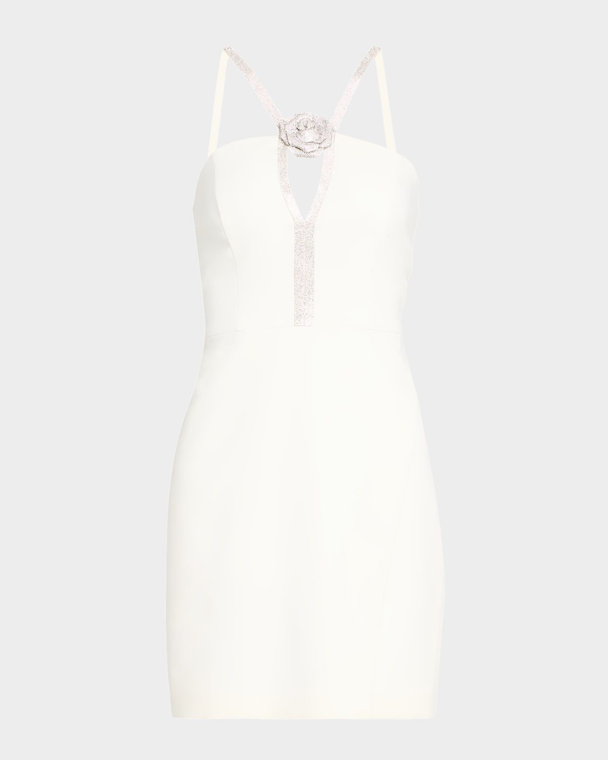 Amara Rhinestone-Trim Halter Mini Dress