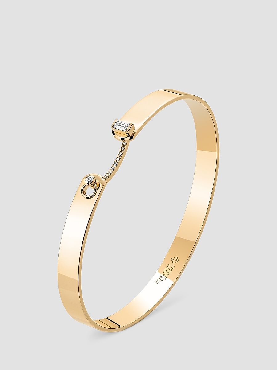 Women's Mood Dinner Date 18K Yellow Gold & 0.19 TCW Diamond Bangle - Yellow Gold - Size 6.5