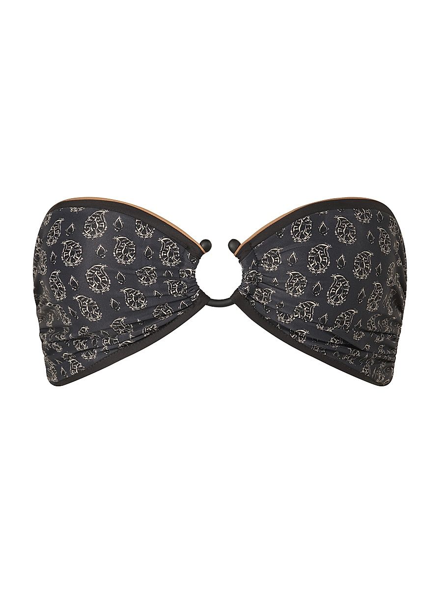 Women's Playa Grande Seawaters Printed Bikini Top - Black Ecru - Size Small
