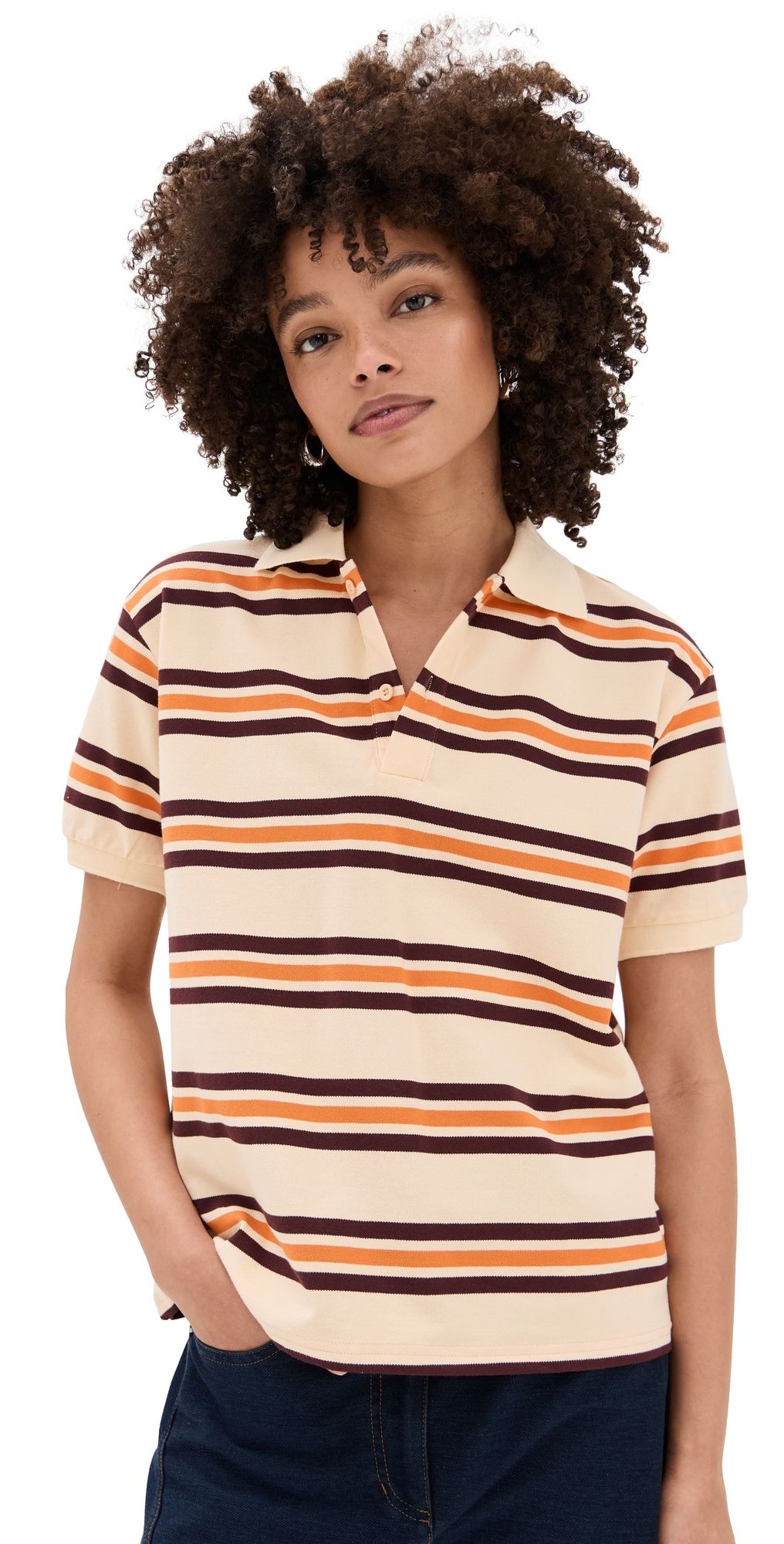 Lioness Leisure Polo Orange Stripe XXXL