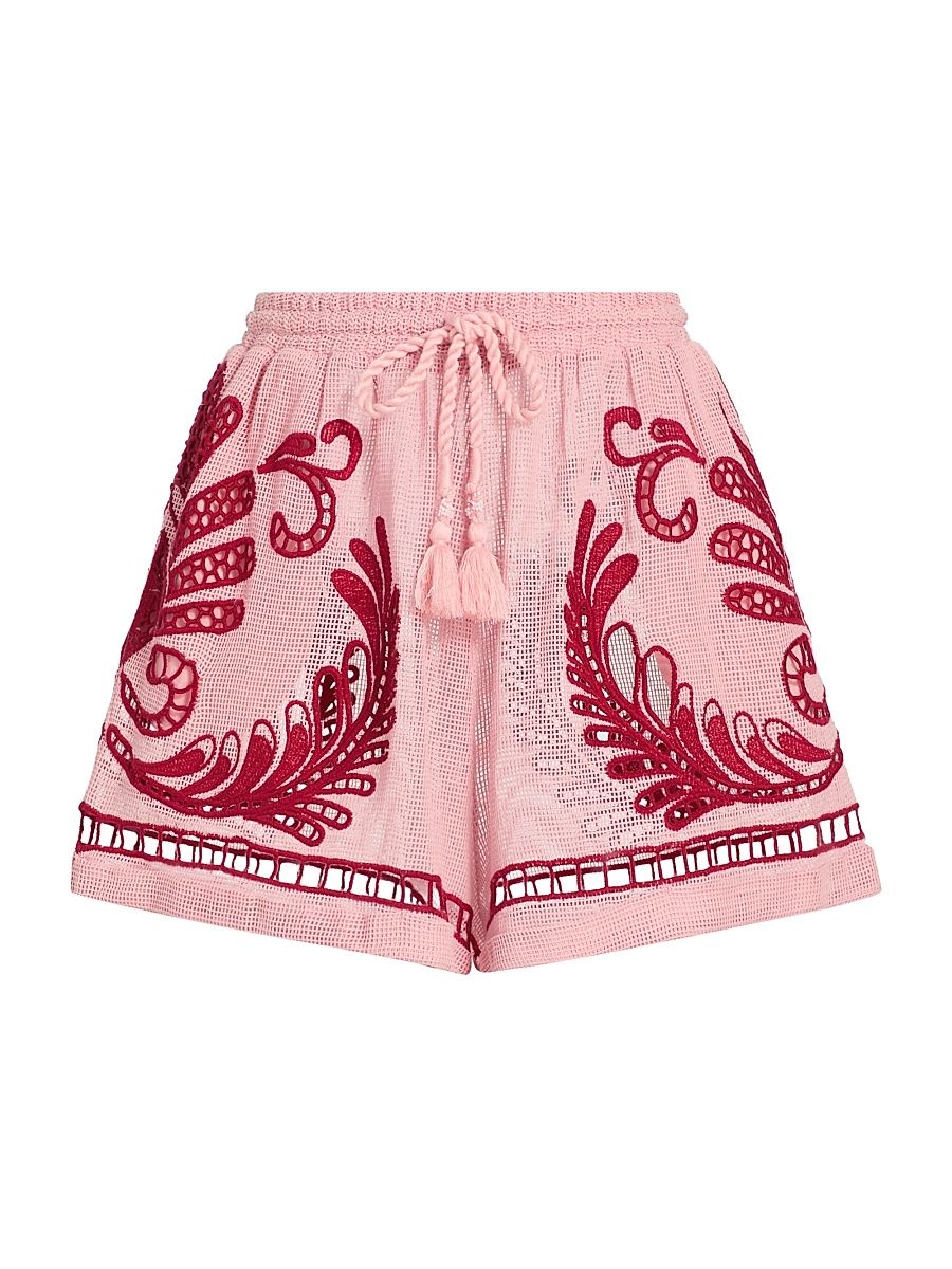 Women's Arabesc Cotton Netted Shorts - Light Pink - Size Large