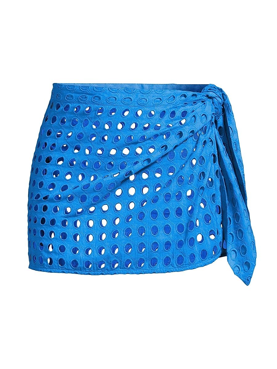 Women's The Mini Eyelet Cotton Pareo - Cosmic Blue - Size Medium