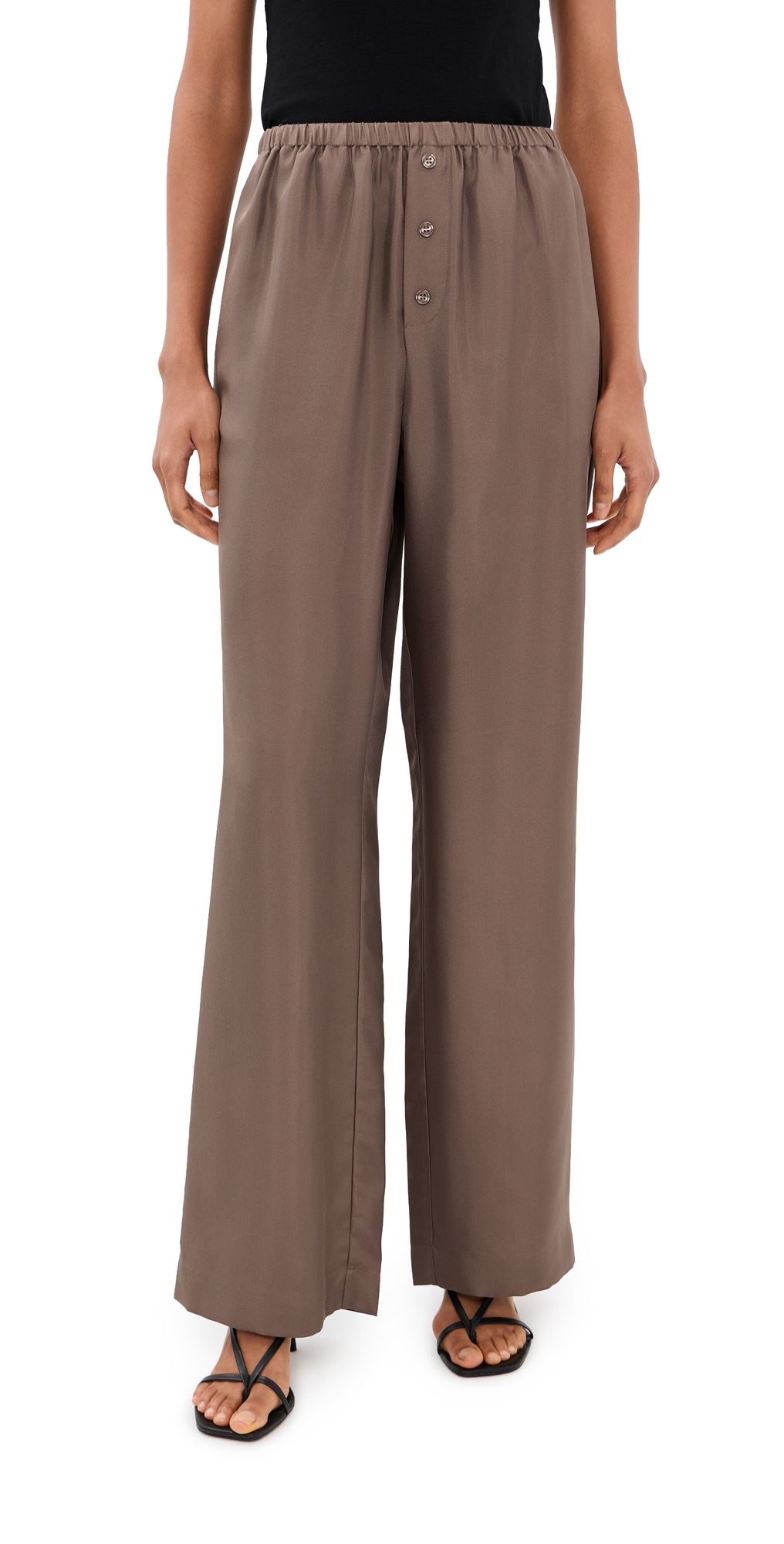 Róhe Relaxed Silk Trousers Taupe 34