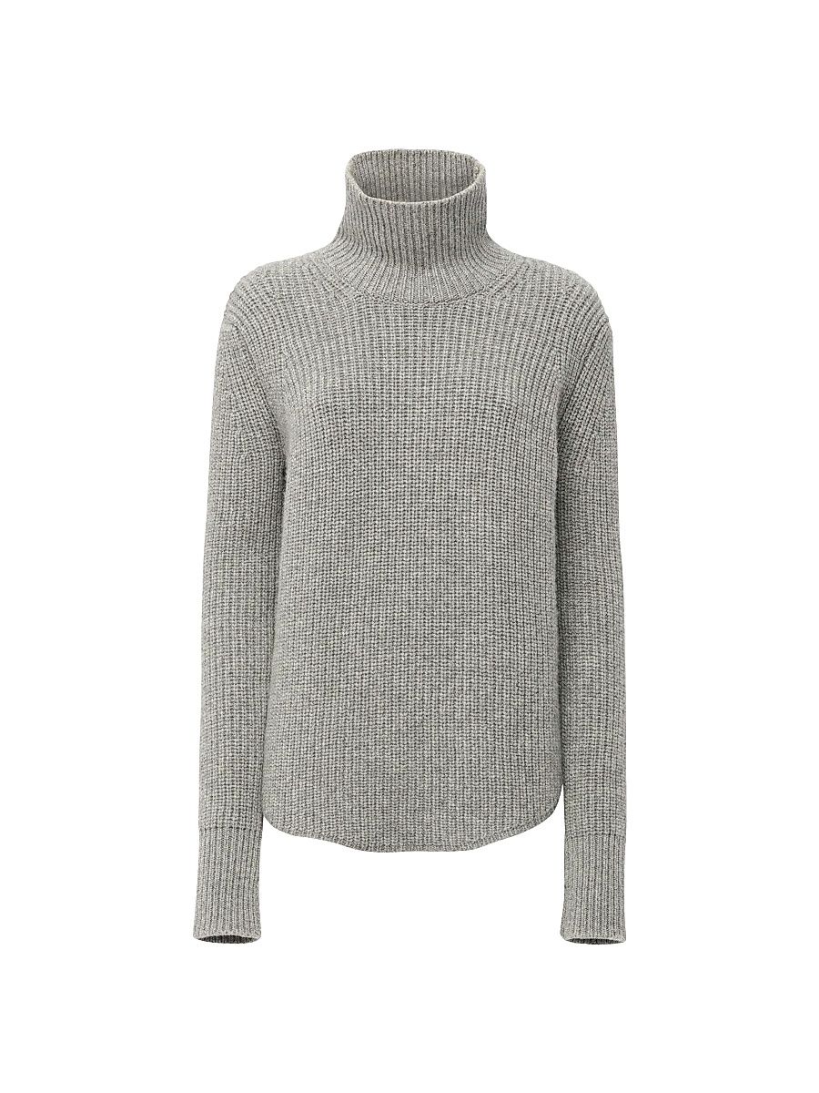 Women's Barrie Long Sleeve Turtleneck Ribbed Sweater - Grey - Size XL