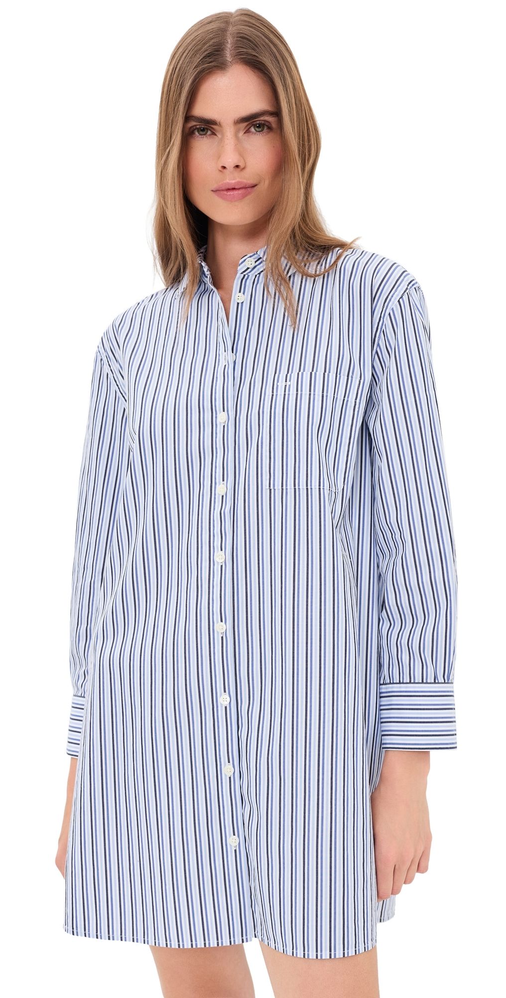 Alex Mill Kelly Shirt Dress Blue Multi Stripe L