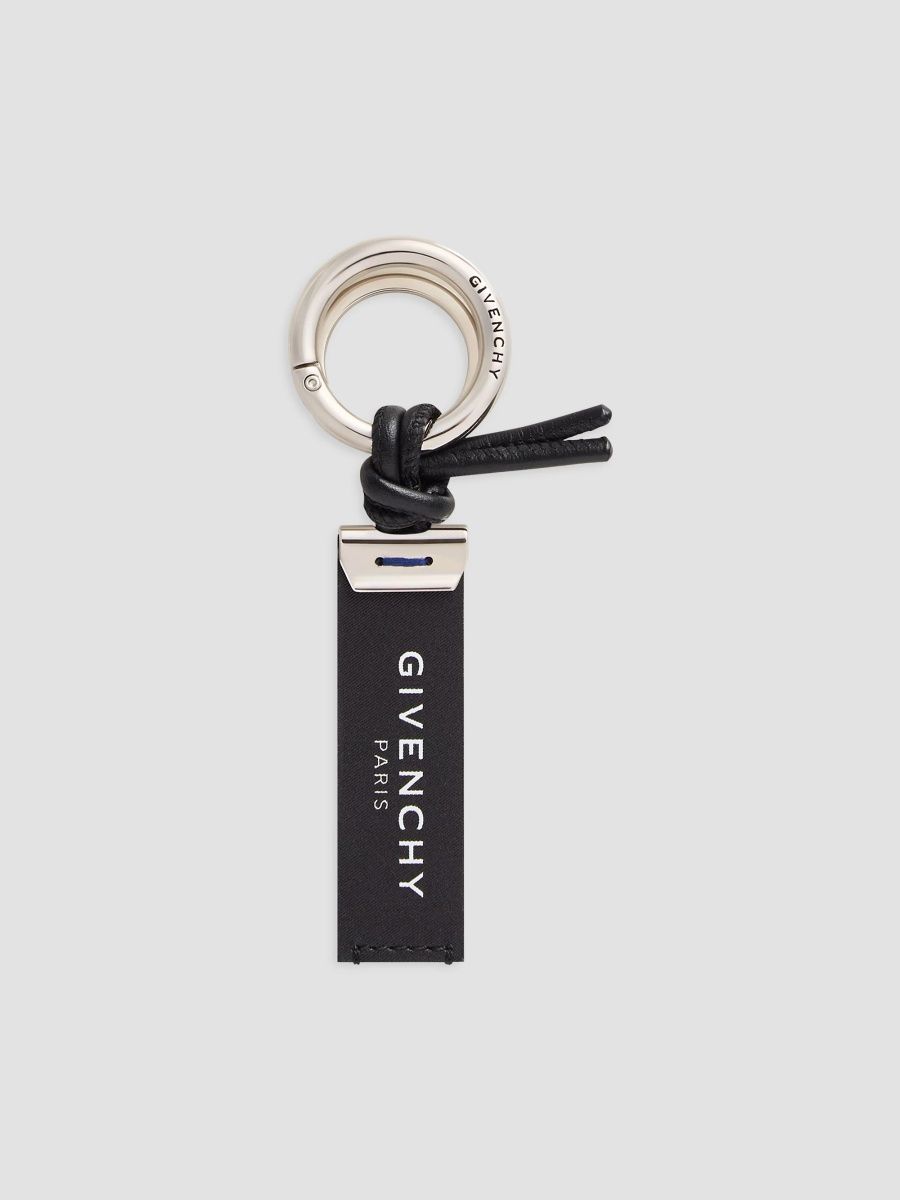 Givenchy Men's Label Key Ring in Jacquard Effect Leather - Black