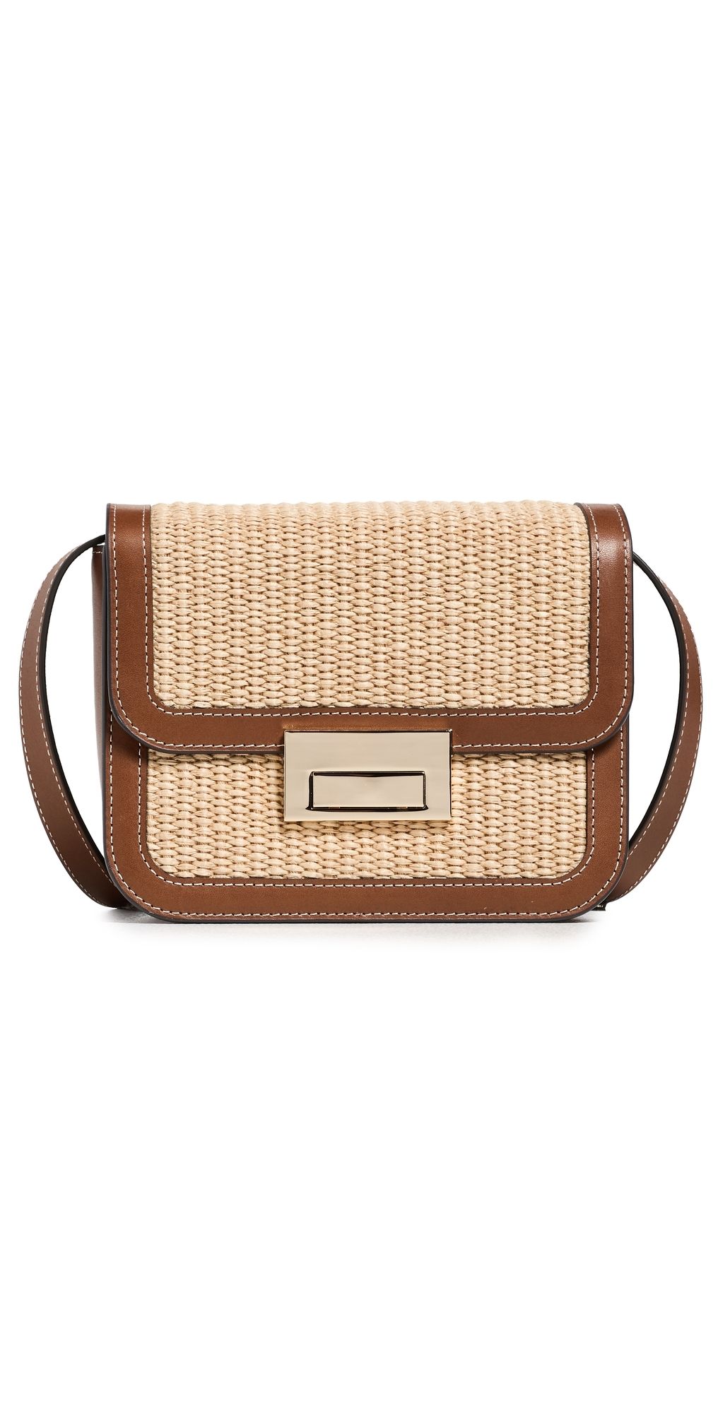 Loeffler Randall Desi Crossbody Bag with Lock Hardware Natural/Cacao One Size