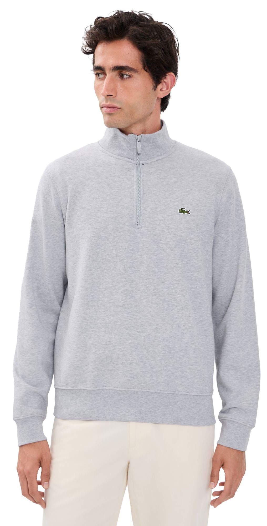 Lacoste Zip Up Sweatshirt Grey Chine M