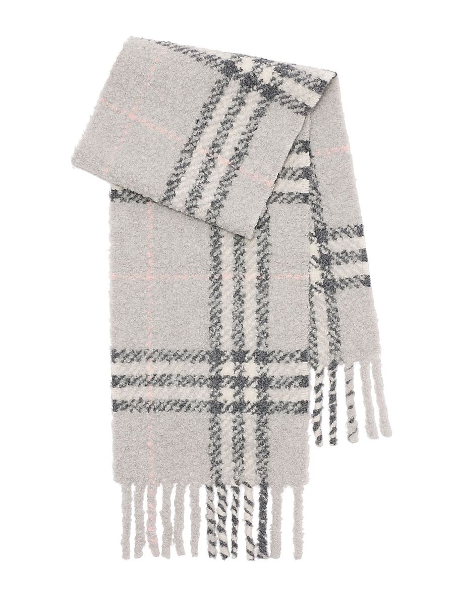 Men's Check Alpaca-Wool Bouclé Scarf - Mitten Grey