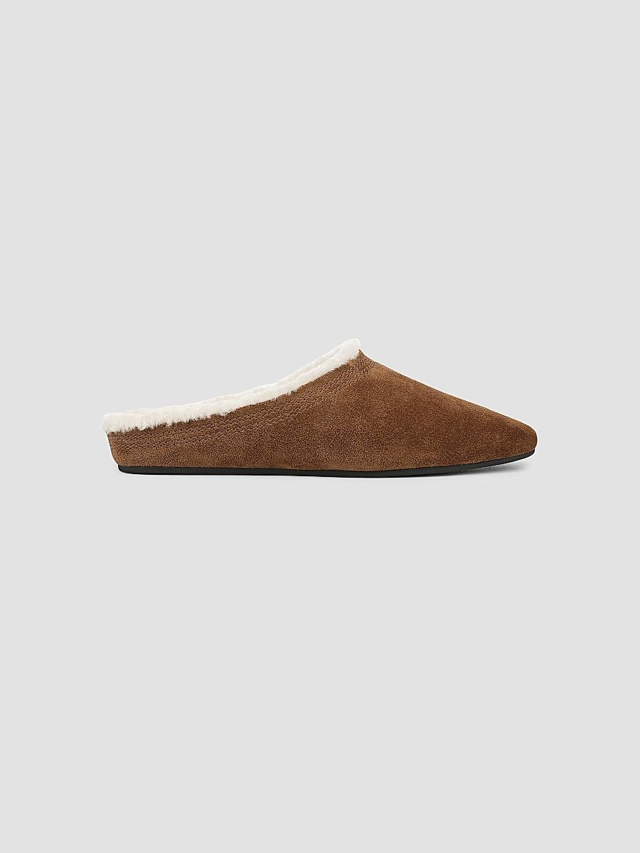 Veronica Beard Women's Narcisa Shearling-Lined Suede Mules - Chestnut - Size 12
