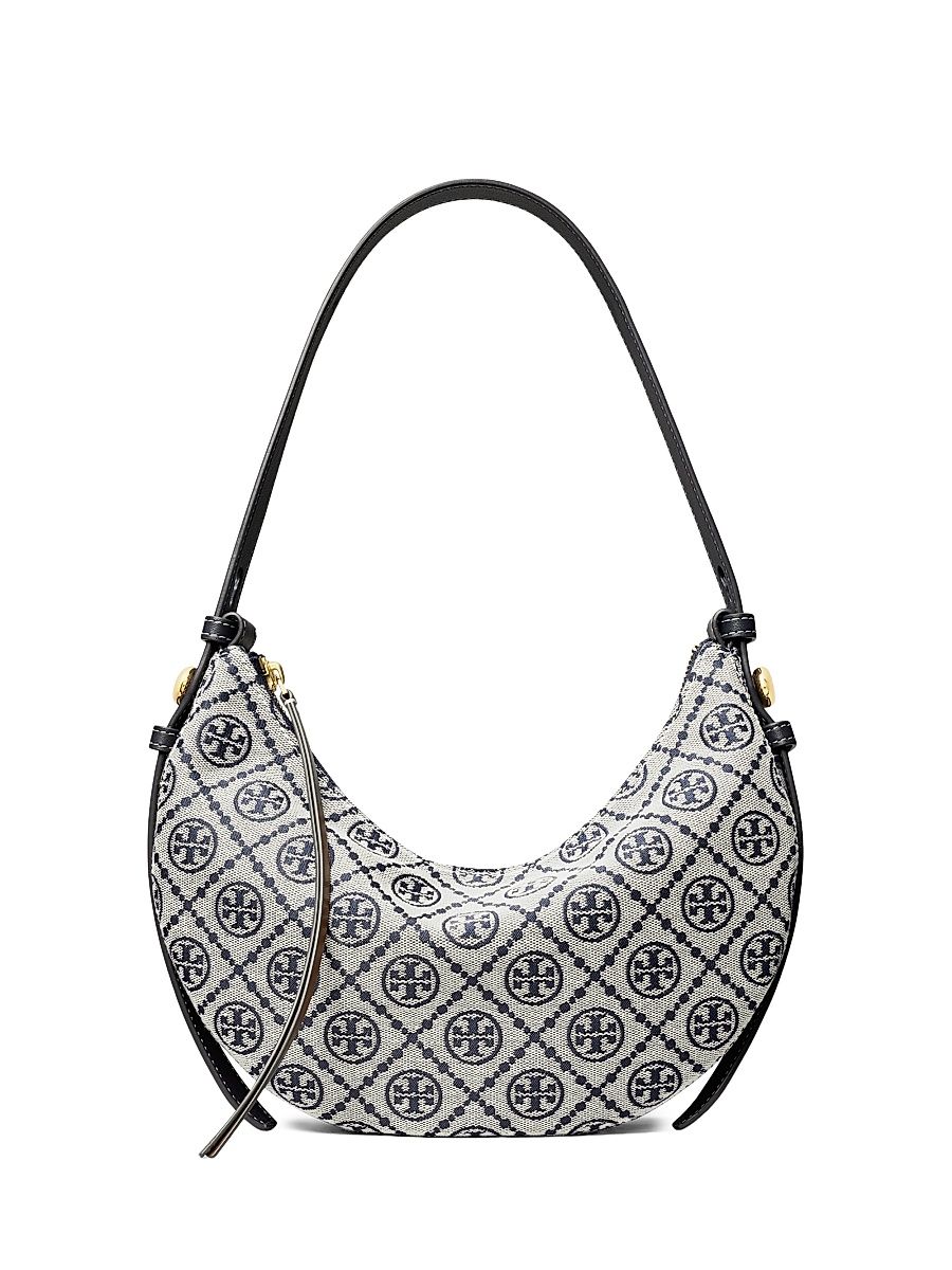 Women's Romy Monogram Half-Moon Shoulder Bag - Tory Navy