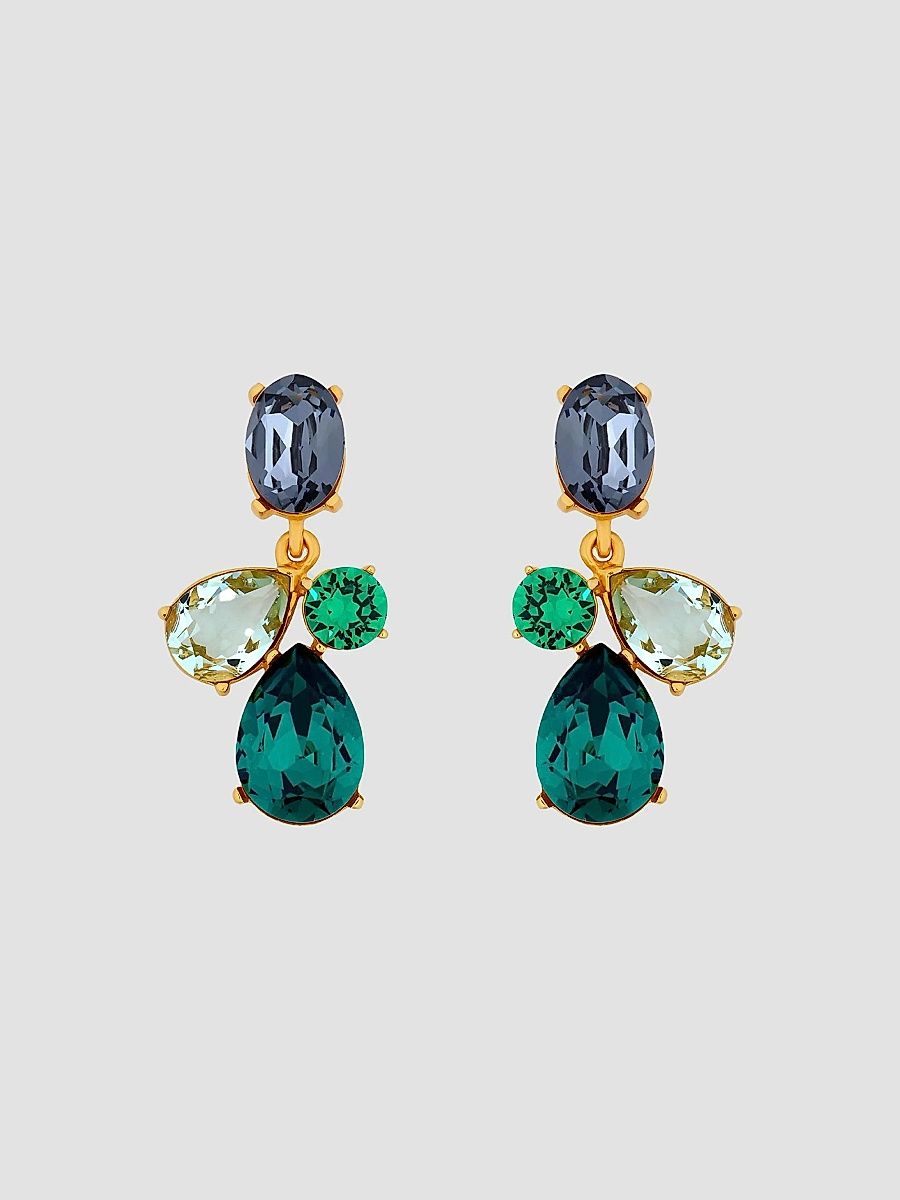 Oscar de la Renta Women's Candy Drop 24K-Gold-Plated & Glass Crystal Earrings - Emerald