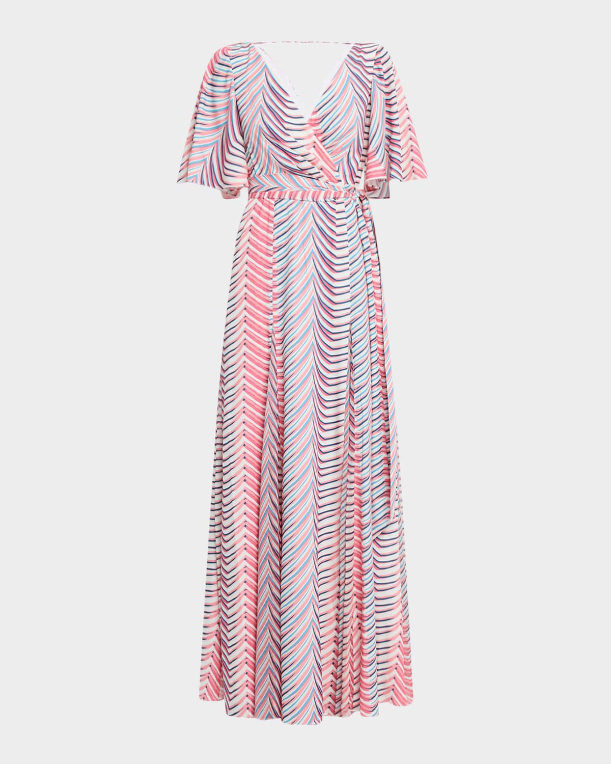 Chevron-Print Georgette Maxi Dress