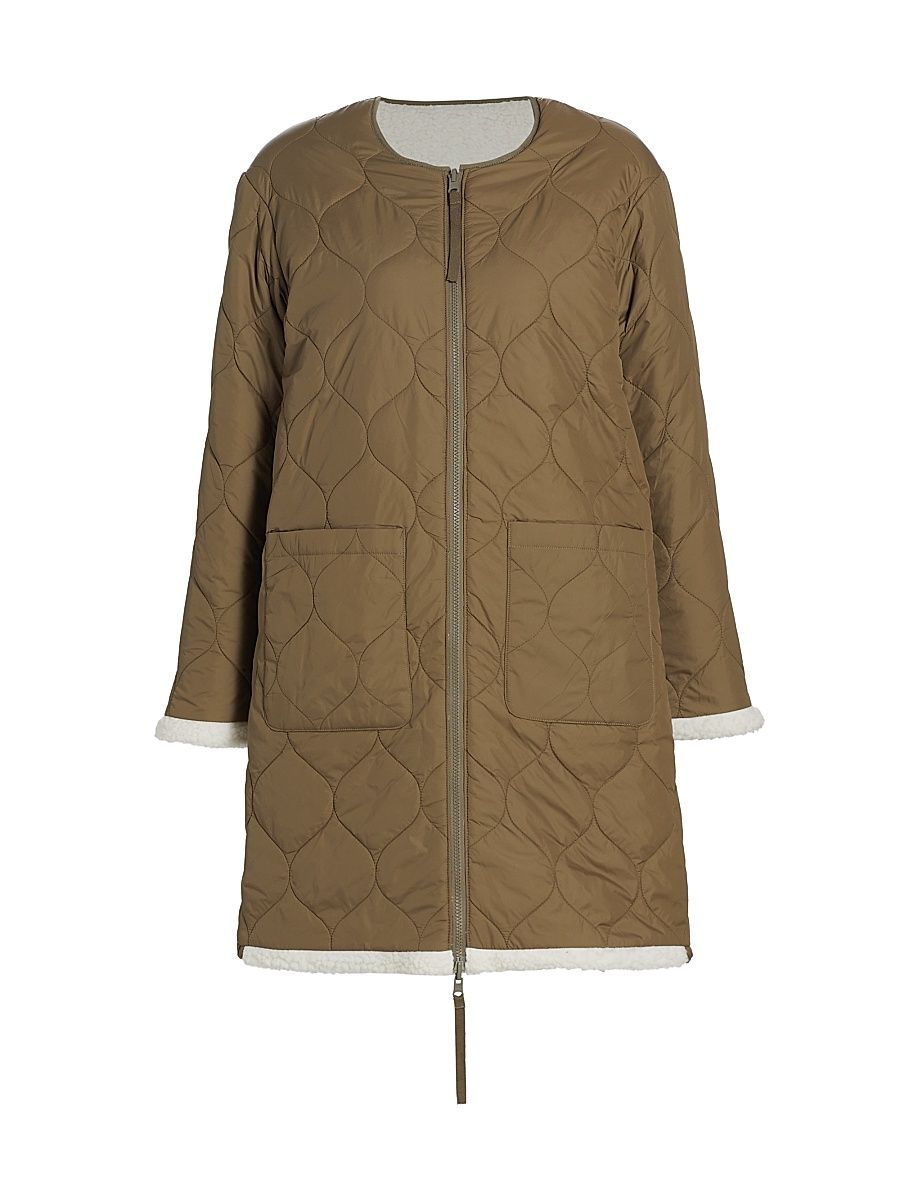 Women's Granger Reversible Sherpa Jacket - Ivory Olive Mix - Size Large