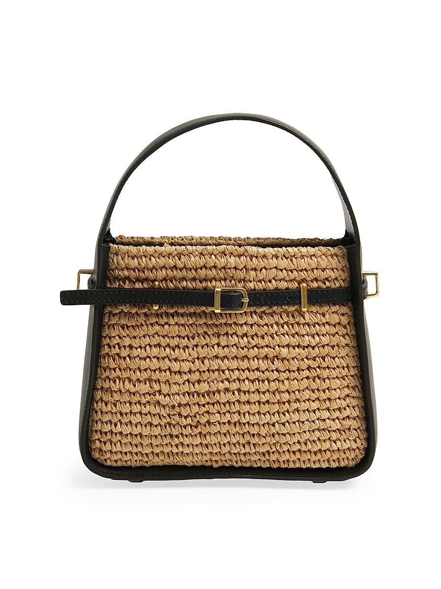 Women's Cleo Raffia Mini Bucket Bag - Black Natural
