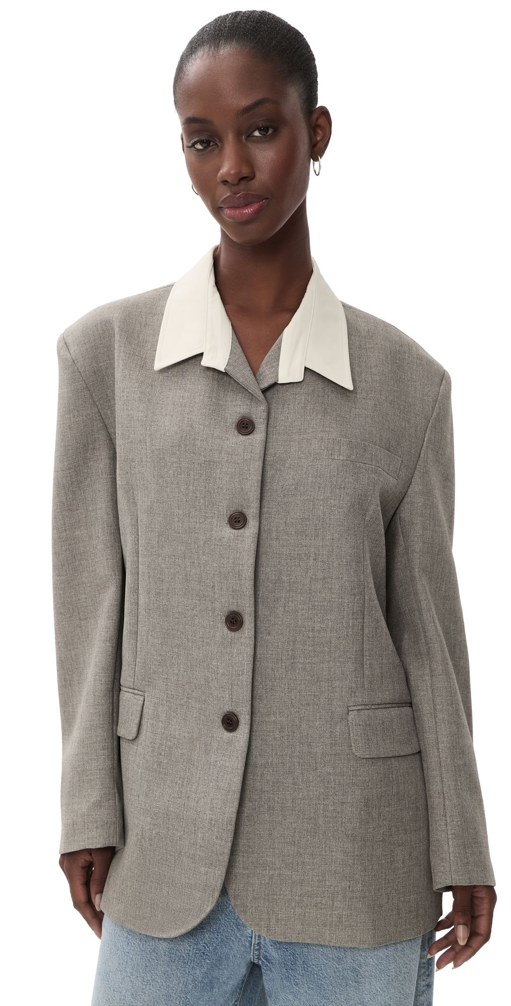 Source Unknown Suki Collar Blazer Grey One Size