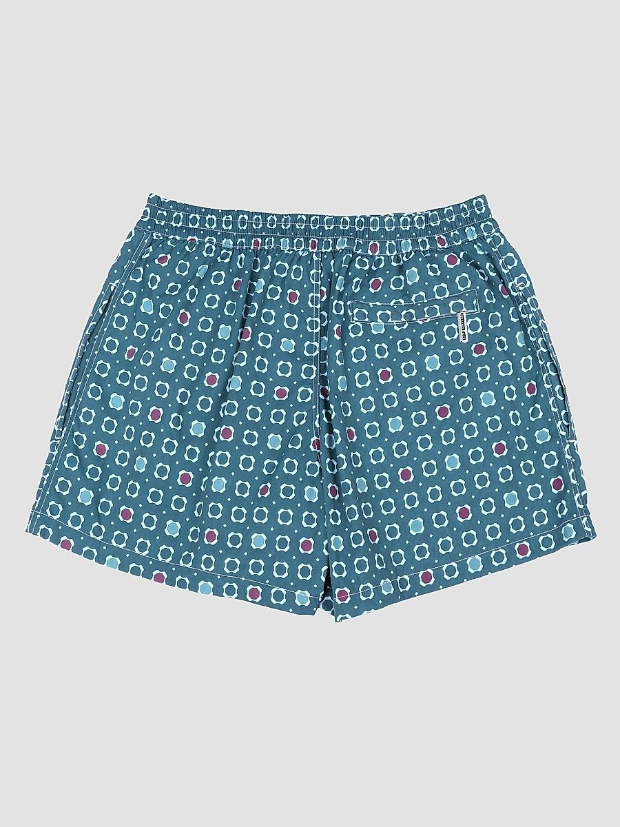 Men's Beach Shorts with Button and Zipper - Teal Blue