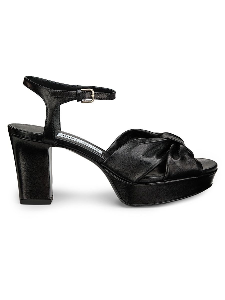 Women's Heloise 80MM Leather Platform Sandals - Black - Size 12