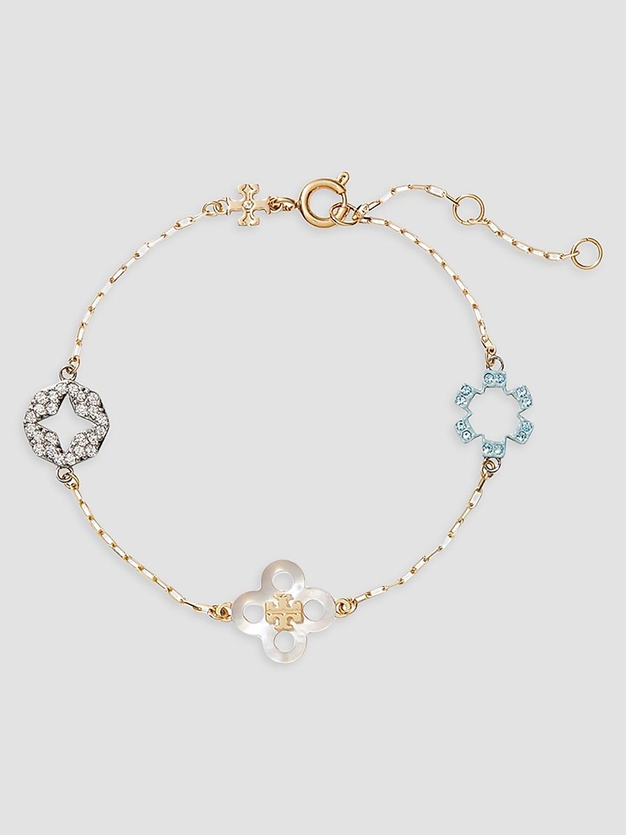 Women's Forget Me Not 18K-Gold-Plated & Mixed-Media Charm Bracelet - Tory Gold Multi